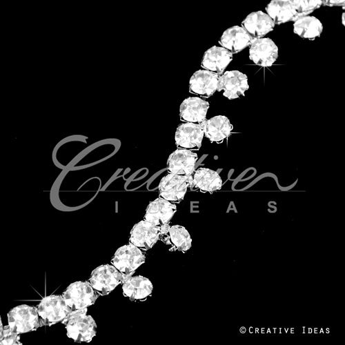 3/8" Faux Diamond Fringe Rhinestone Chain-3 Yds (Silver)