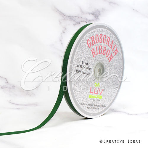 3/8" Grosgrain Ribbon - 50 Yards (Emerald Green)