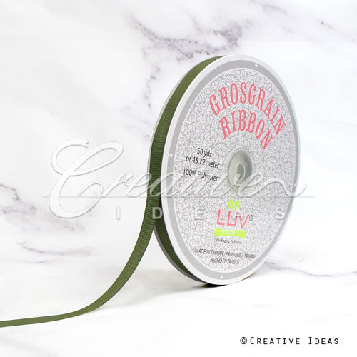 3/8" Grosgrain Ribbon - 50 Yards (Moss Green)