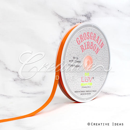 3/8" Grosgrain Ribbon - 50 Yards (Neon Orange)