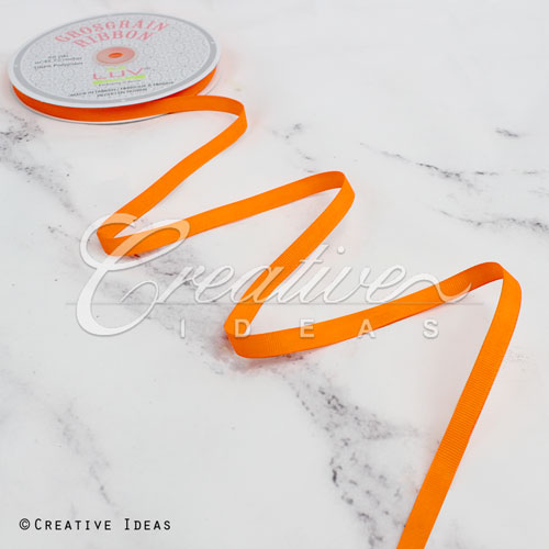 3/8" Grosgrain Ribbon - 50 Yards (Neon Orange)