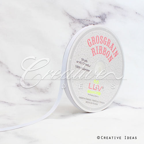 3/8" Grosgrain Ribbon - 50 Yards (White)