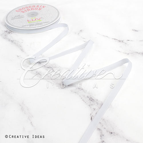 3/8" Grosgrain Ribbon - 50 Yards (White)