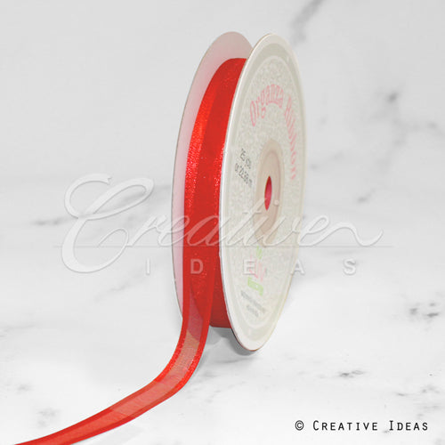 3/8" Organza With Satin Edge Ribbon - 25 Yards (Coral)