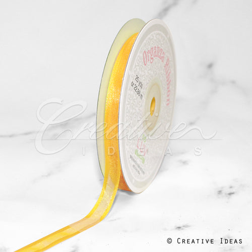 3/8" Organza With Satin Edge Ribbon - 25 Yards (Daffodil)