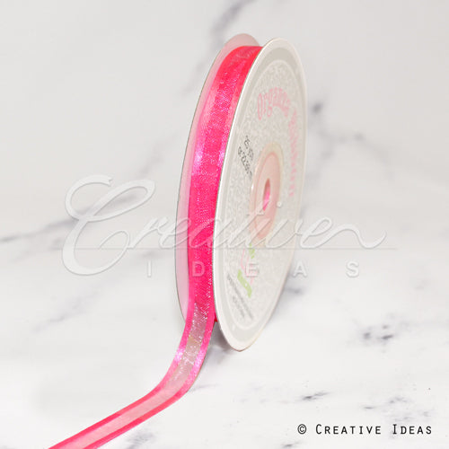 3/8" Organza With Satin Edge Ribbon - 25 Yards (Hot Pink)