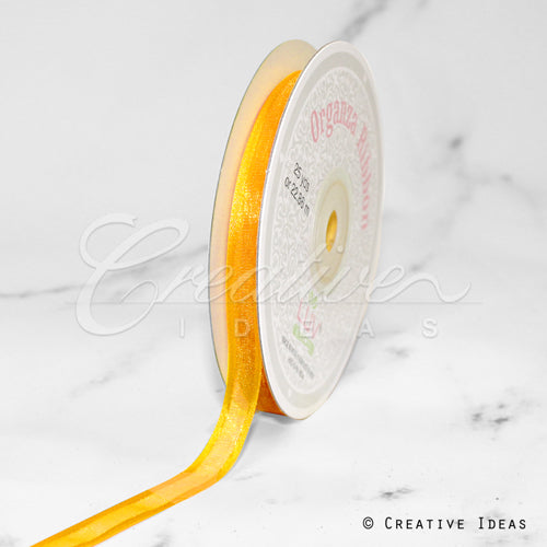 3/8" Organza With Satin Edge Ribbon - 25 Yards (Light Gold)