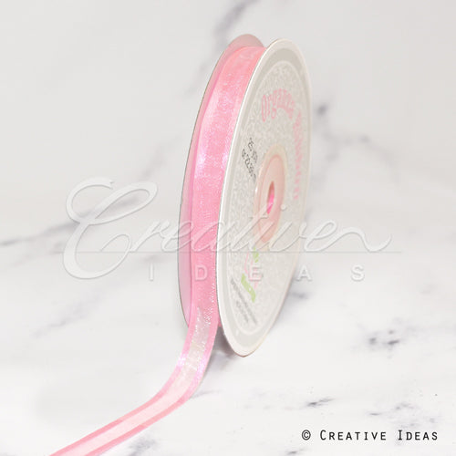 3/8" Organza With Satin Edge Ribbon - 25 Yards (Light Pink)