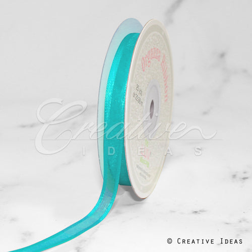 3/8" Organza With Satin Edge Ribbon - 25 Yards (Tropic Blue)