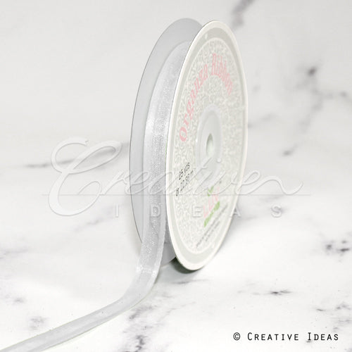 3/8" Organza With Satin Edge Ribbon - 25 Yards (White)