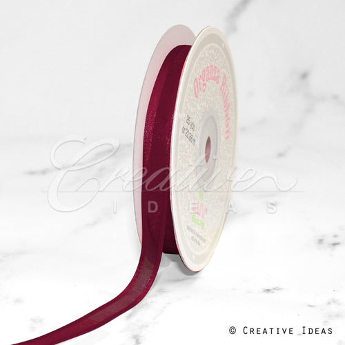 3/8" Organza With Satin Edge Ribbon - 25 Yards (Wine)
