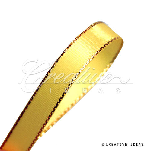3/8" Satin With Gold Edge Ribbon- 50 Yards (Canary)