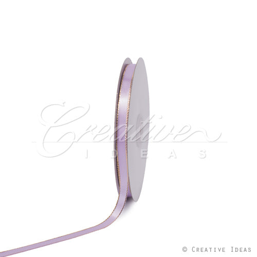 3/8" Satin With Gold Edge Ribbon- 50 Yards (Lavender)