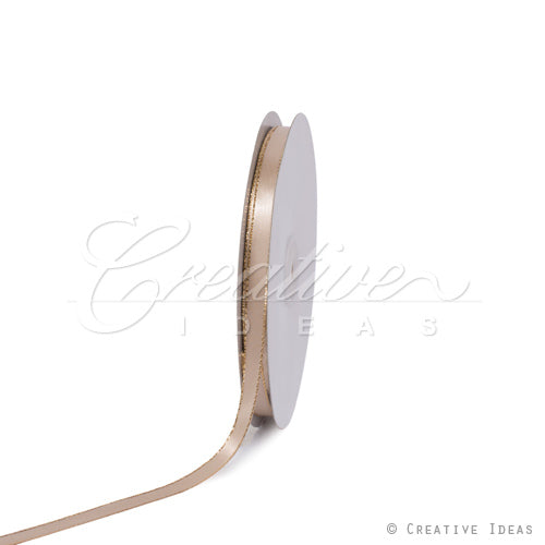 3/8" Satin With Gold Edge Ribbon- 50 Yards (Toffee)