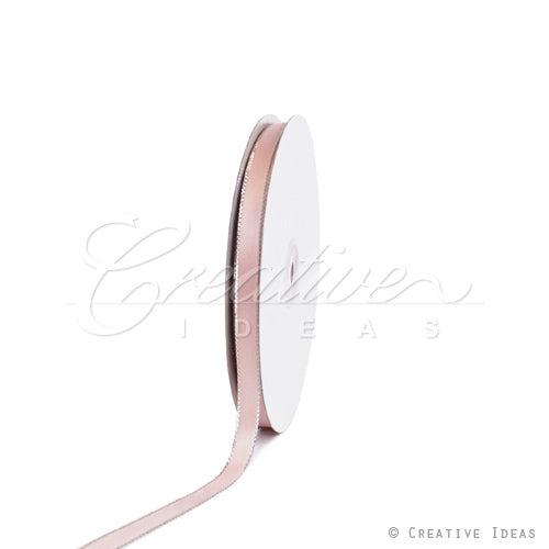 3/8" Satin With Silver Edge Ribbon - 50 Yards (Blush)