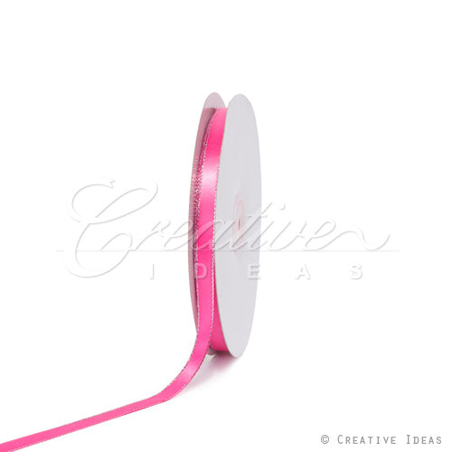 3/8" Satin With Silver Edge Ribbon - 50 Yards (Hot Pink)