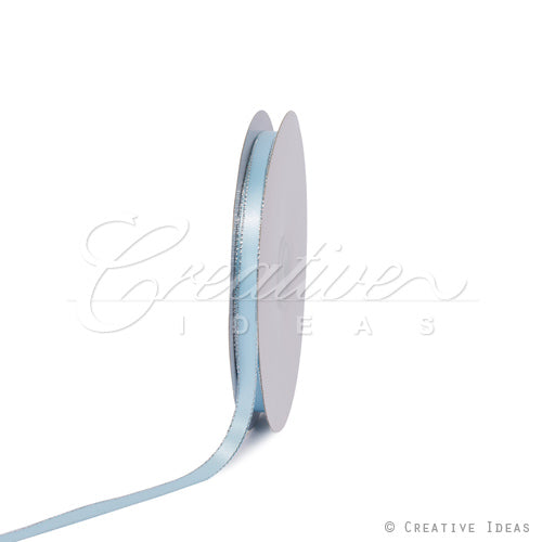 3/8" Satin With Silver Edge Ribbon - 50 Yards (Light Blue)