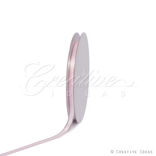 3/8" Satin With Silver Edge Ribbon - 50 Yards (Light Pink)