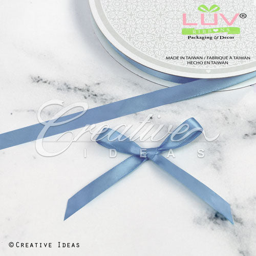 3/8" Single Face Satin Ribbon - 100 Yards (Antique Blue)