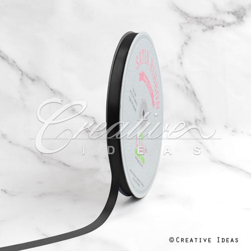 3/8" Single Face Satin Ribbon - 100 Yards (Black)