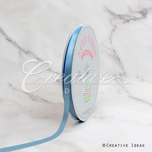 3/8" Single Face Satin Ribbon - 100 Yards (Blue Mist)