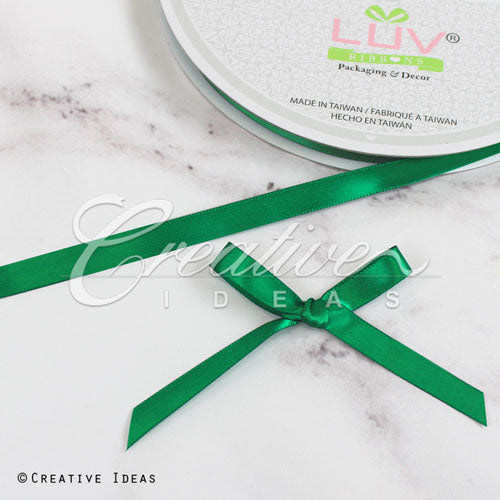 3/8" Single Face Satin Ribbon - 100 Yards (Emerald Green)