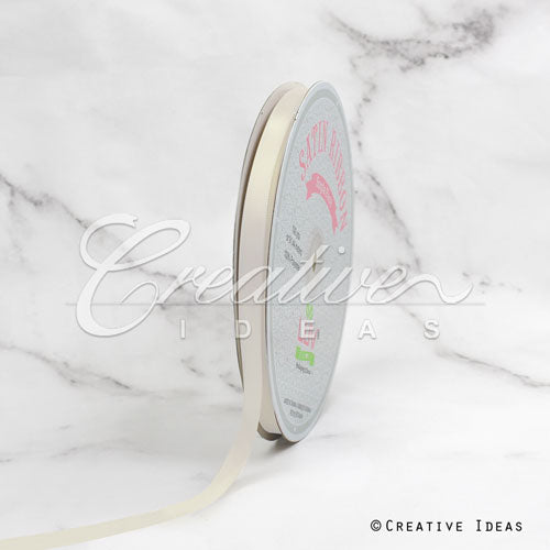 3/8" Single Face Satin Ribbon - 100 Yards (Ivory)
