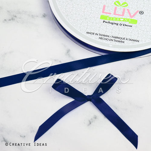 3/8" Single Face Satin Ribbon - 100 Yards (Navy Blue)