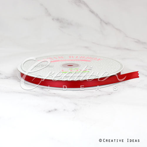 3/8" Single Face Satin Ribbon - 100 Yards (Red)