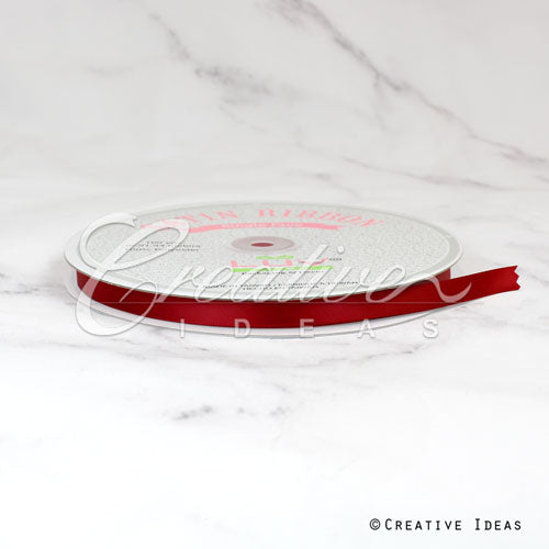 3/8" Single Face Satin Ribbon - 100 Yards (Scarlet Red)