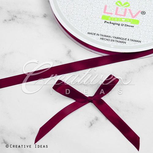3/8" Single Face Satin Ribbon - 100 Yards (Wine)