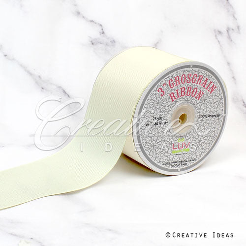 3" Grosgrain Ribbon - 25 Yards (Ivory)