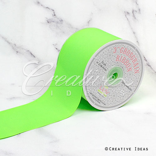 3" Grosgrain Ribbon - 25 Yards (Neon Green)