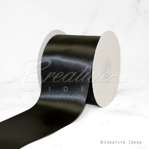 3" Single Face Satin-25 Yds (Black)