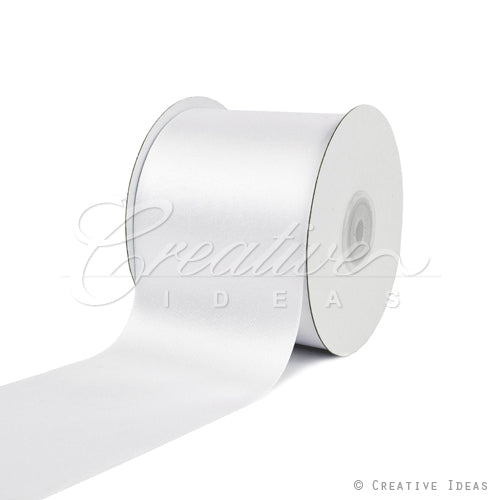 3" Single Face Satin-25 Yds (White)