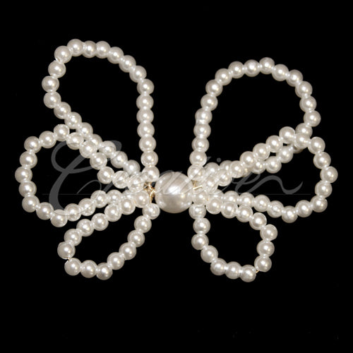 3" X 2" Butterfly Bowknot Pearl Accessories-3 Pcs (White)