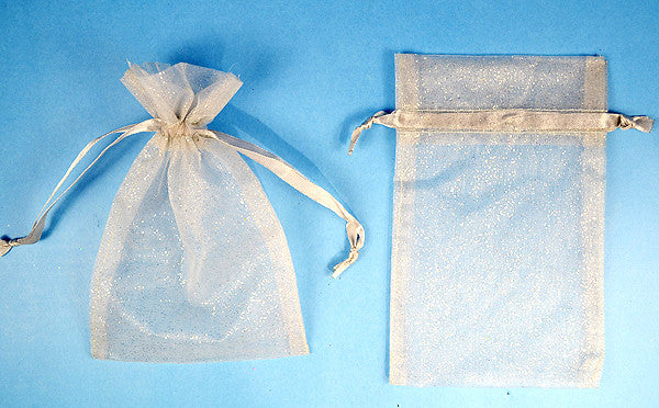 3"x4" Silver Sheer Organza Bags with Glitter - Pack of 72