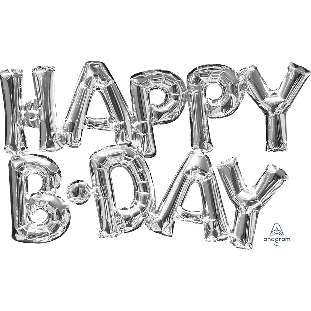 Foil Balloon Happy B-Day Silver
