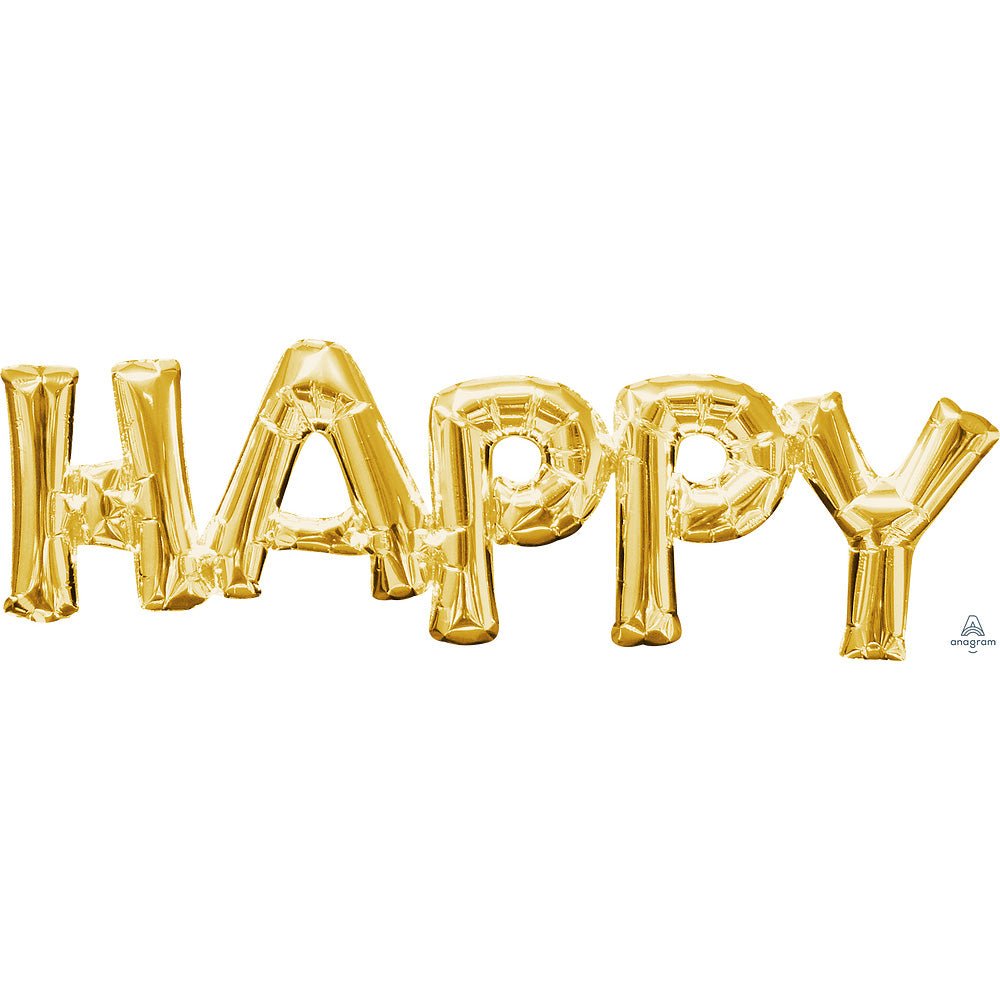 Foil Balloon Happy Gold Air-Fill Only