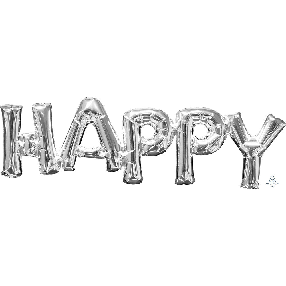 Foil Balloon Happy Silver 30 Inch