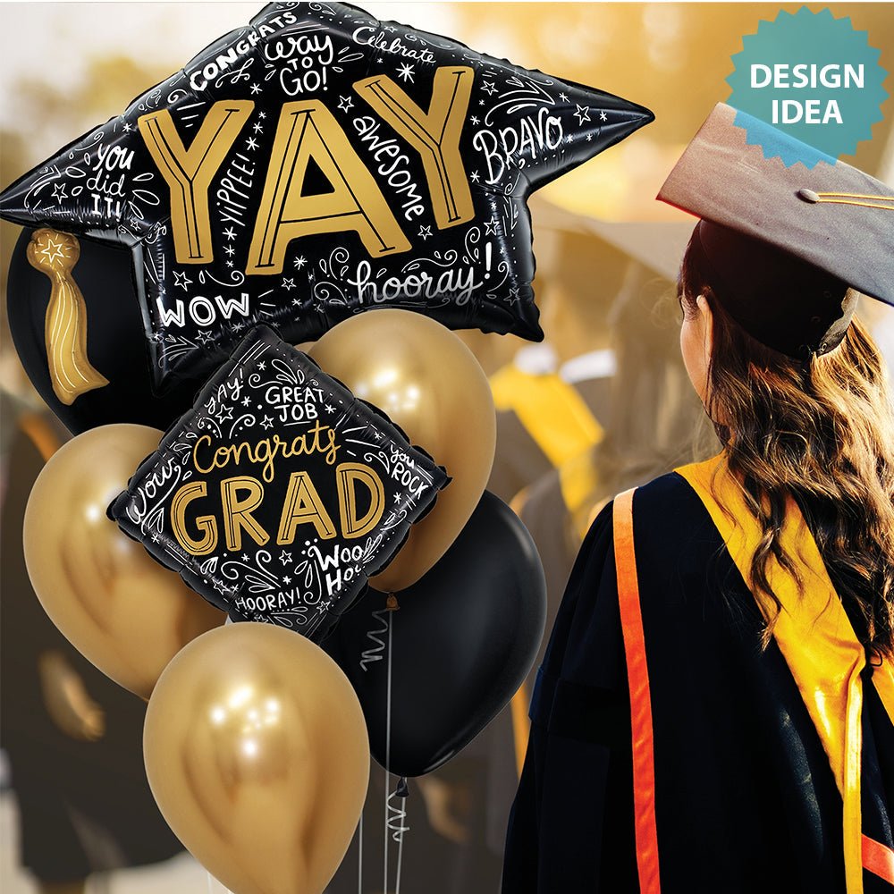 Graduation Foil Balloon 30 Inch Grad Cap Words