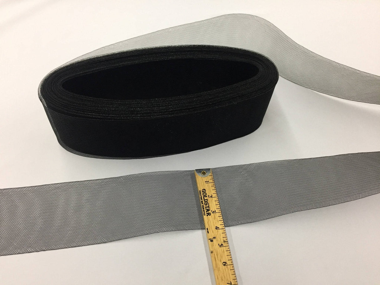 Crinoline Horsehair Braid Trim Polyester Fabric - Black, 4" Width, 30 Yards (30 Yards)