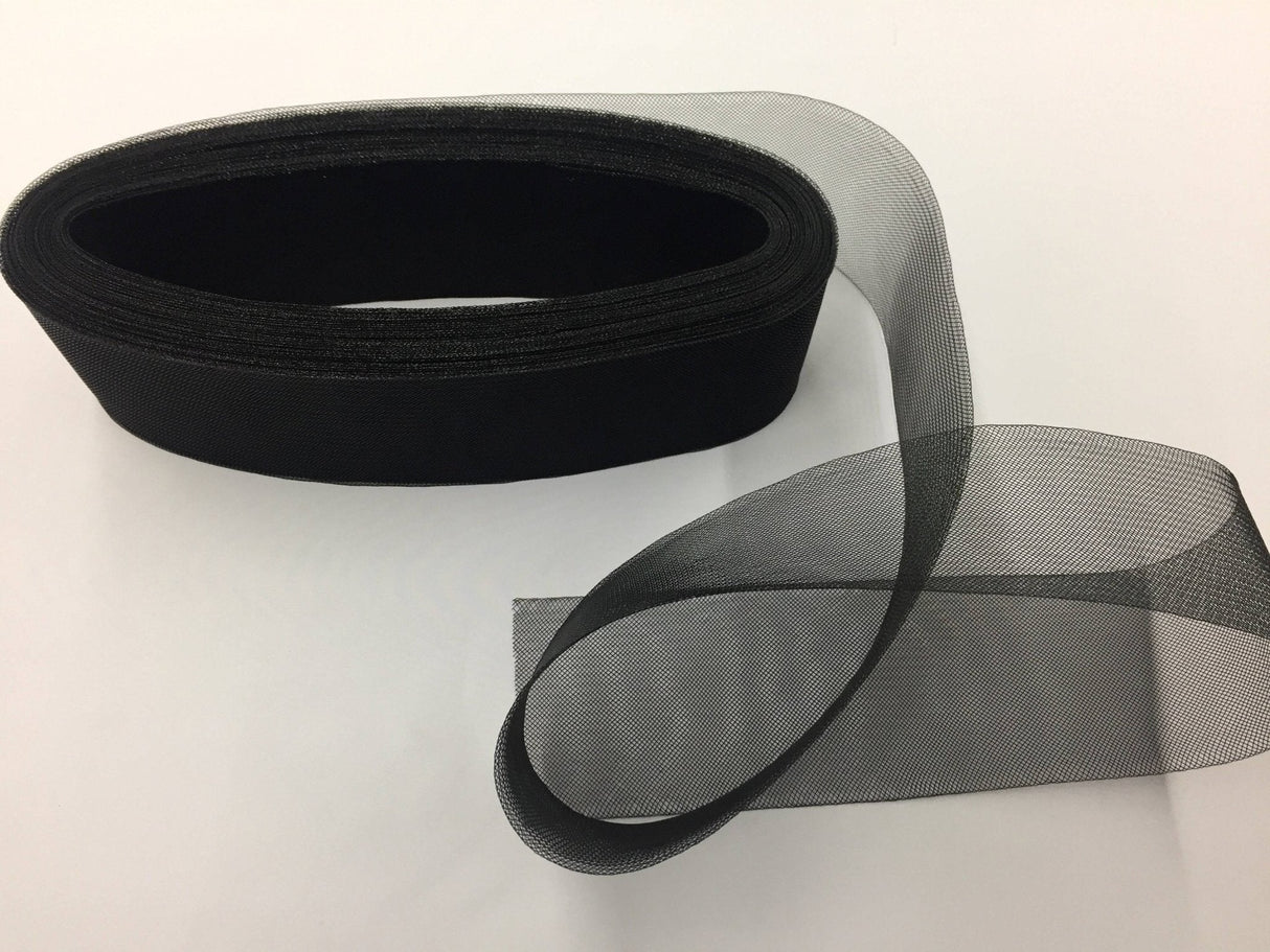 Crinoline Horsehair Braid Trim Polyester Fabric - Black, 4" Width, 30 Yards (30 Yards)