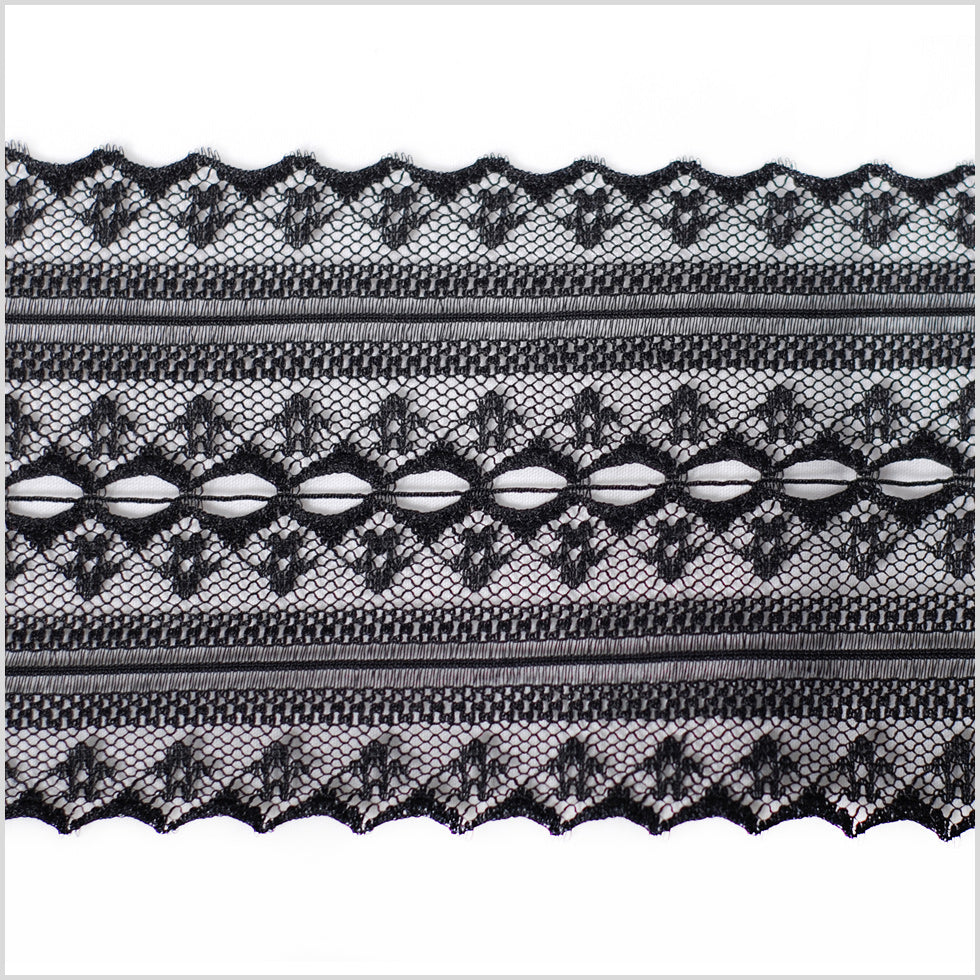 Black Sheer Lace Trimming - 3.25"