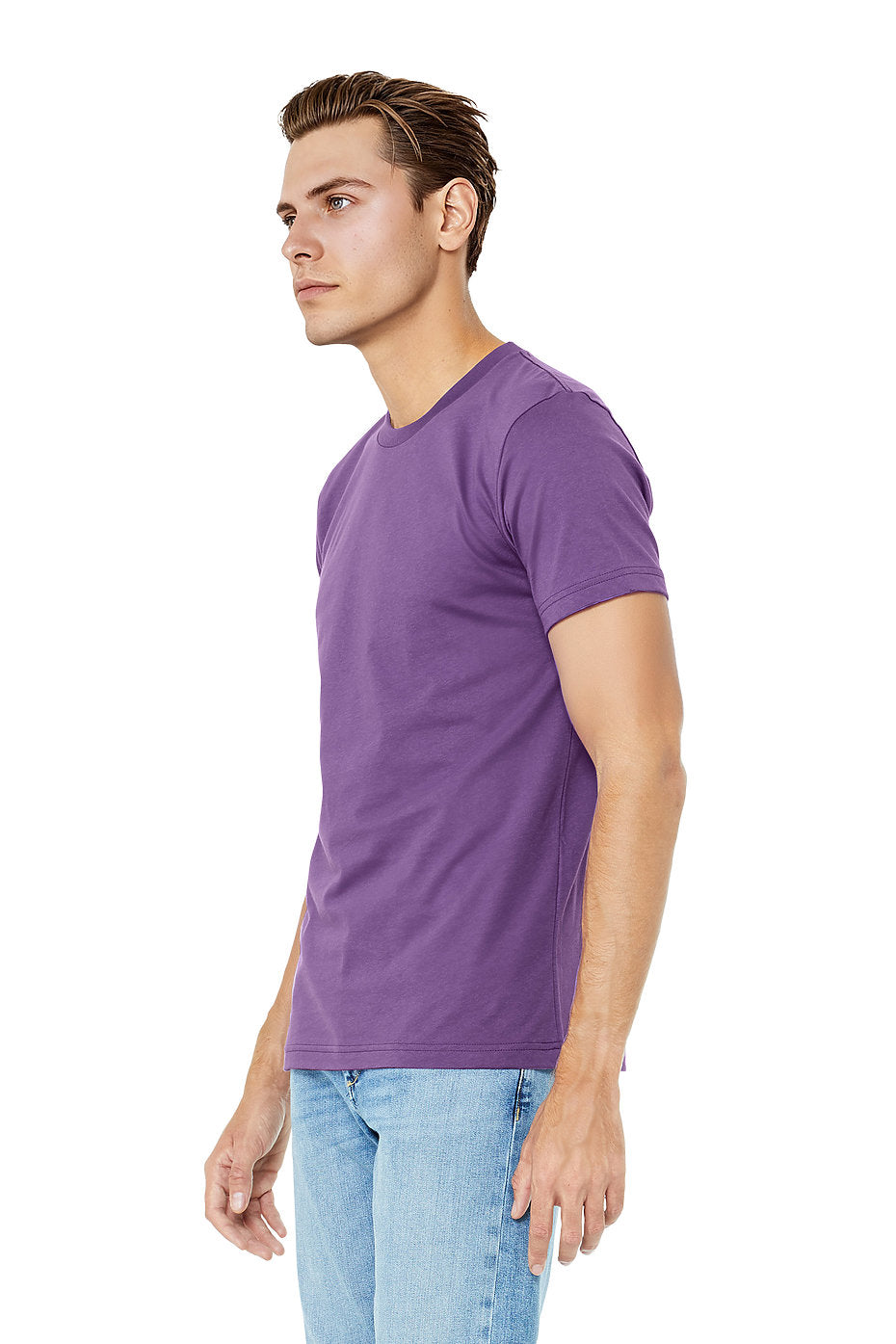Bella Canvas 3001 Airlume Cotton T-Shirt - Team Purple, Crewneck, Unisex, 32 Single, 4.2 Oz, S-3XL (1 Piece)