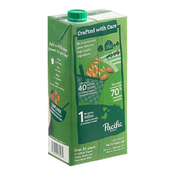 Pacific Foods Organic Unsweetened Almond Milk 32 fl. oz. - 12/Case