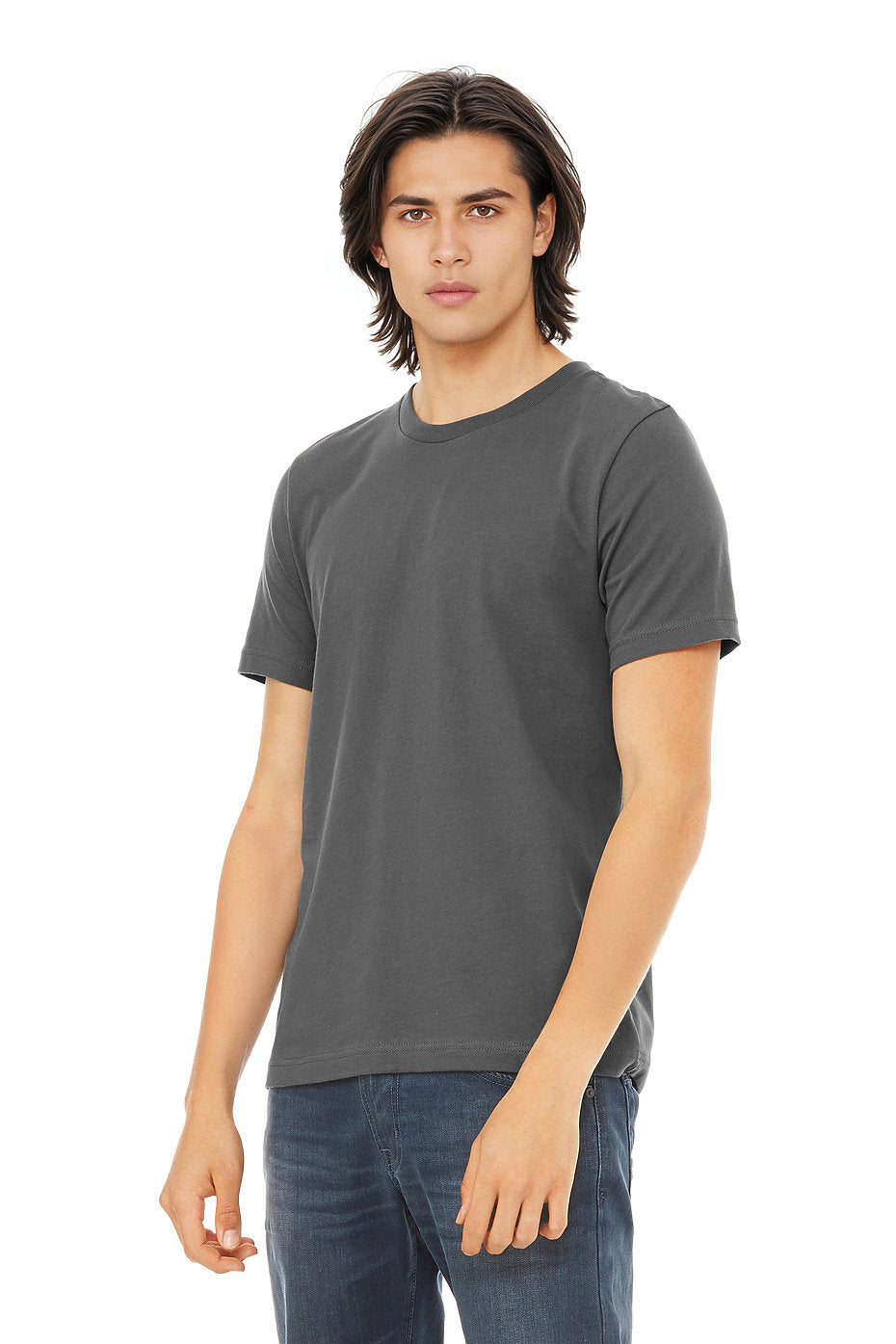 Bella Canvas 3001 Airlume Combed And Ring-Spun Cotton Fabric - Asphalt, Unisex Crewneck, 32 Single, 4.2 Oz (1 Unit)