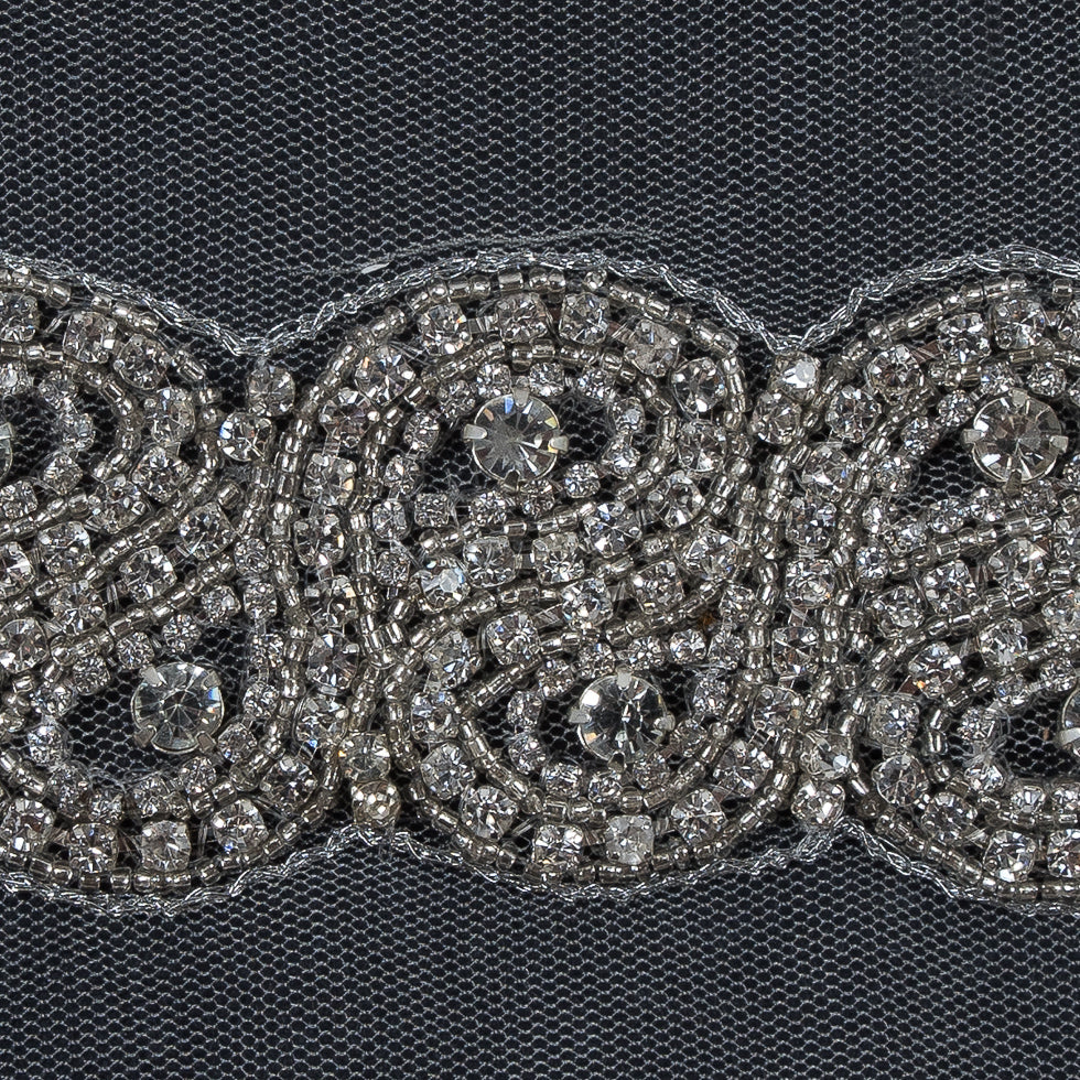 Clear Crystal Rhinestone Beaded Trim - 1.5"
