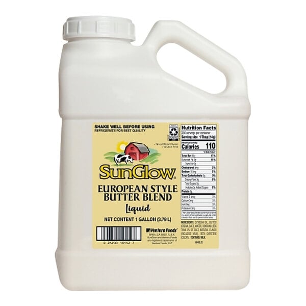SunGlow European-Style Liquid Butter Blend Margarine 1 Gallon - 2/Case