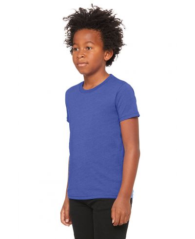 Bella Canvas 3001Y CVC Youth Heather Tee Cotton Fabric - HTR True Royal, Heather, Youth Tee (1 Unit)